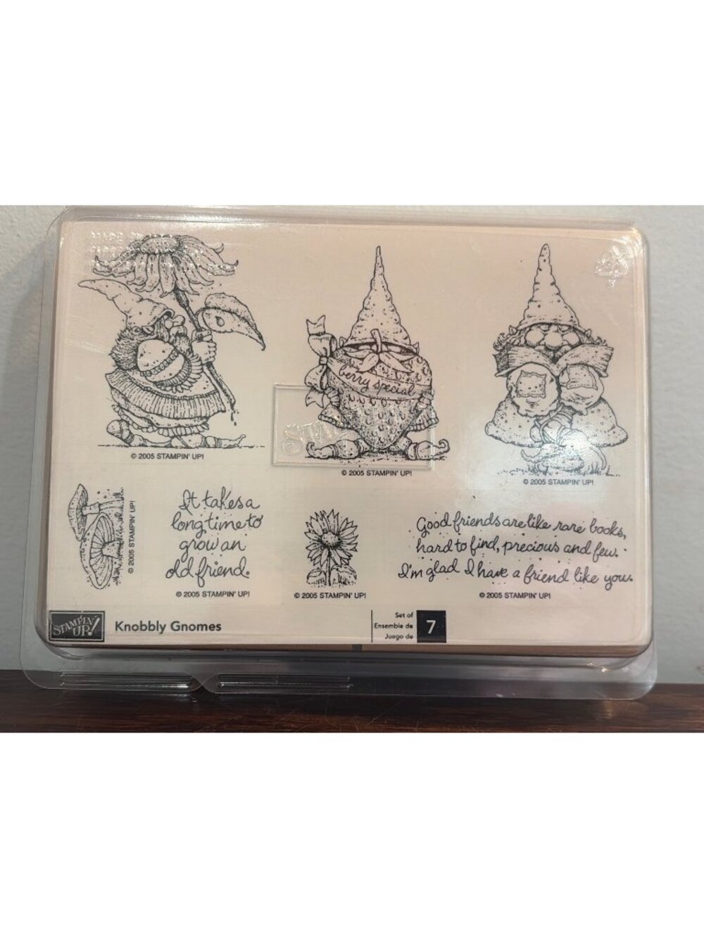 VTG NWB Knobbly Gnomes Stamp Set By Stampin Up! 7-Piece Rubber Stamps Crafting